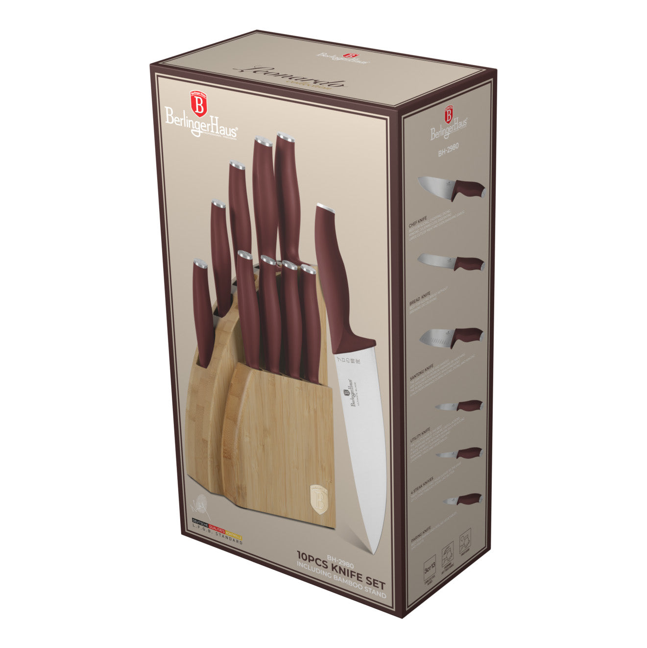 Berlinger Haus 10-Piece Stainless Steel Knife Set with Bamboo Stand – Leonardo