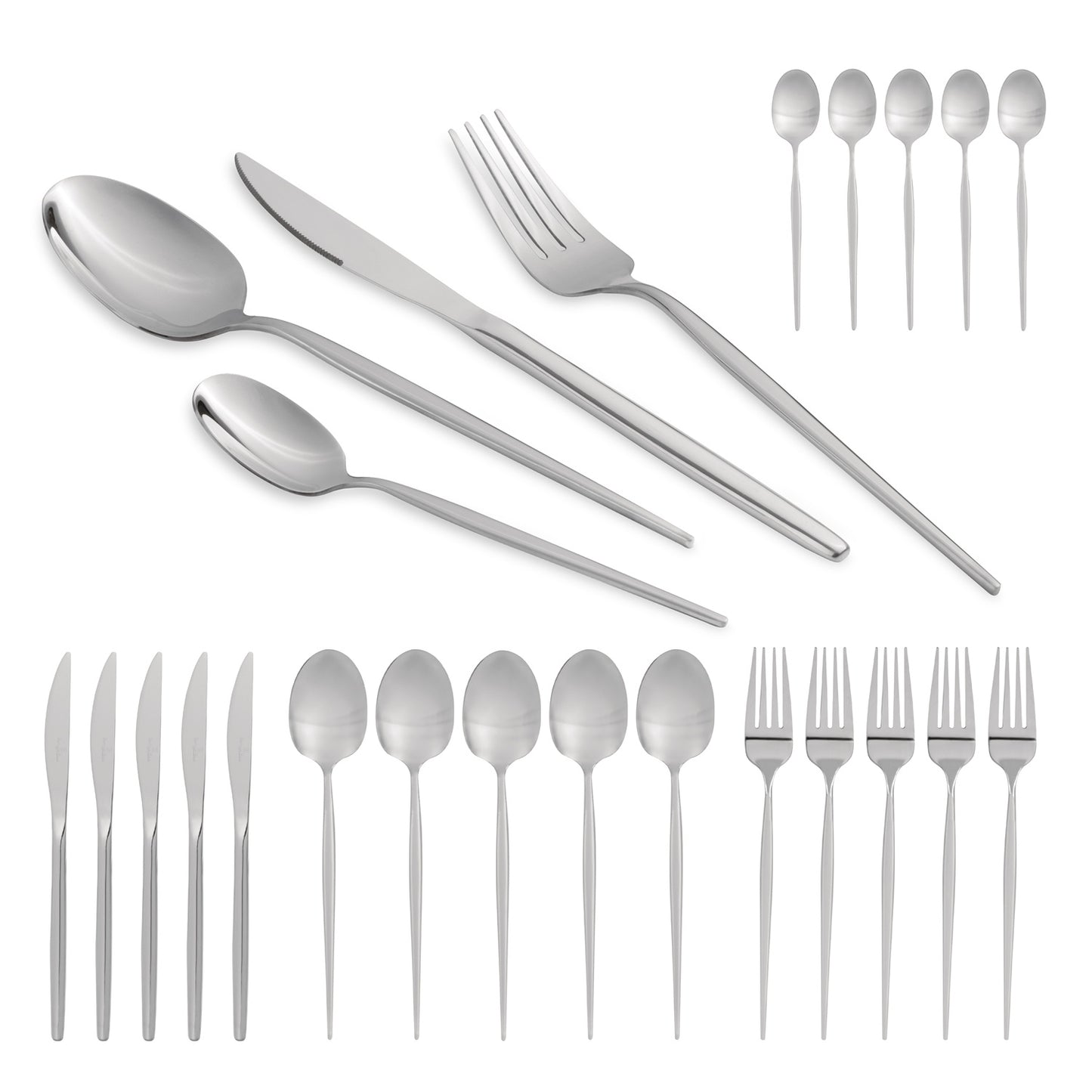 Berlinger Haus 24-Piece Stainless Steel Cutlery Set – Silver Mirror Polish