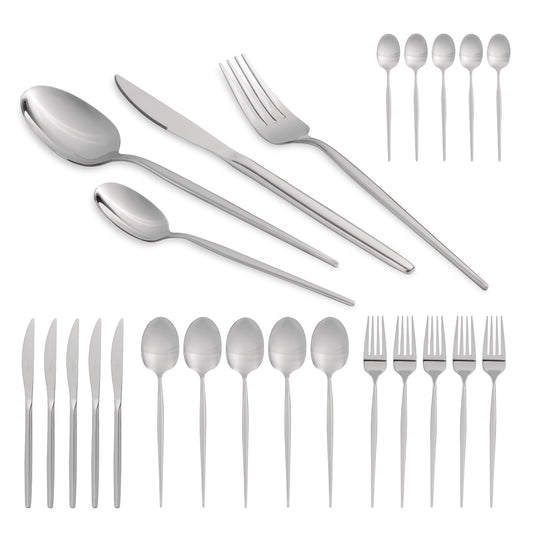 Berlinger Haus 24-Piece Stainless Steel Cutlery Set – Silver Mirror Polish