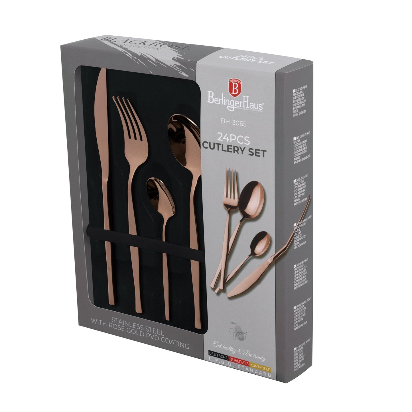 Berlinger Haus 24-Piece Stainless Steel Cutlery Set - Rose Gold