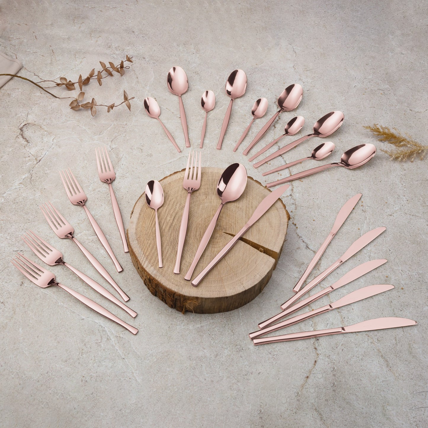 Berlinger Haus 24-Piece Stainless Steel Cutlery Set - Rose Gold