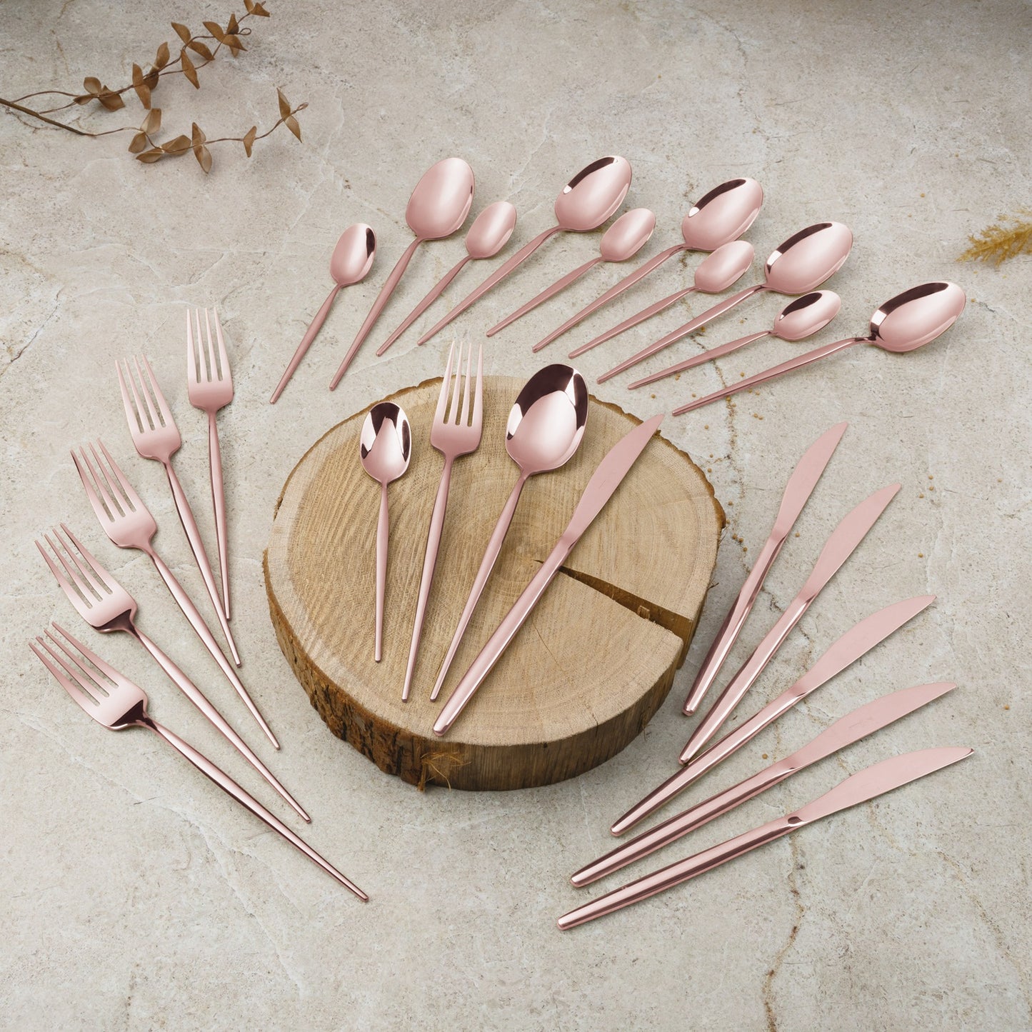 Berlinger Haus 24-Piece Stainless Steel Cutlery Set - Rose Gold