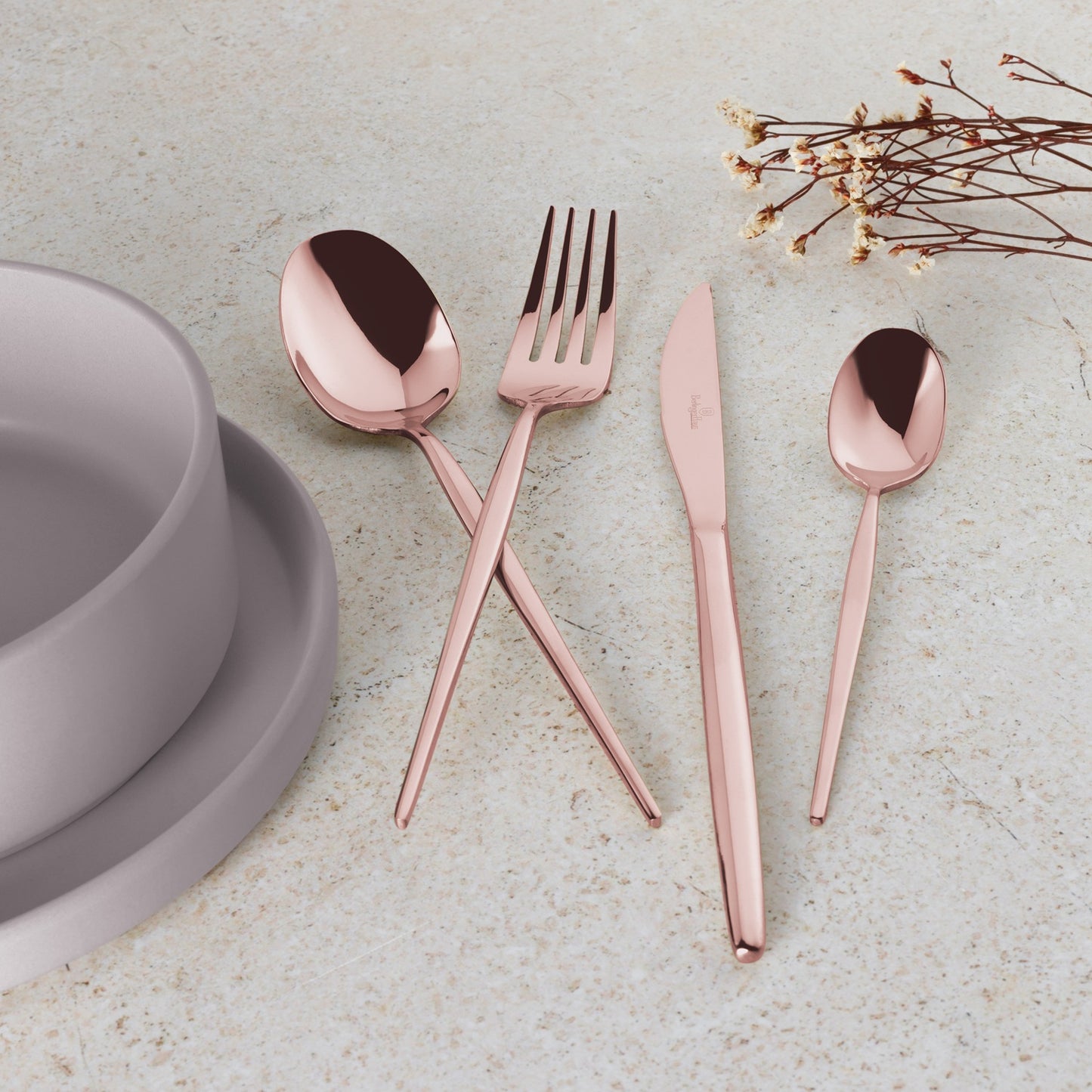 Berlinger Haus 24-Piece Stainless Steel Cutlery Set - Rose Gold