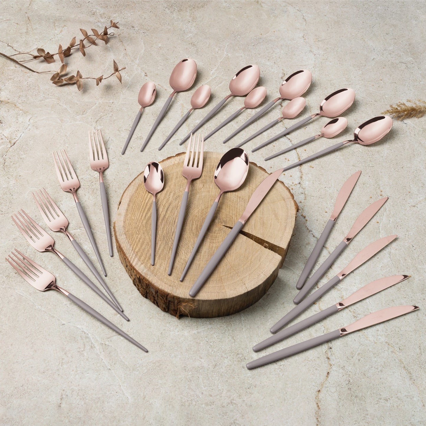 Berlinger Haus 24-Piece Stainless Steel Cutlery Set - Taupe