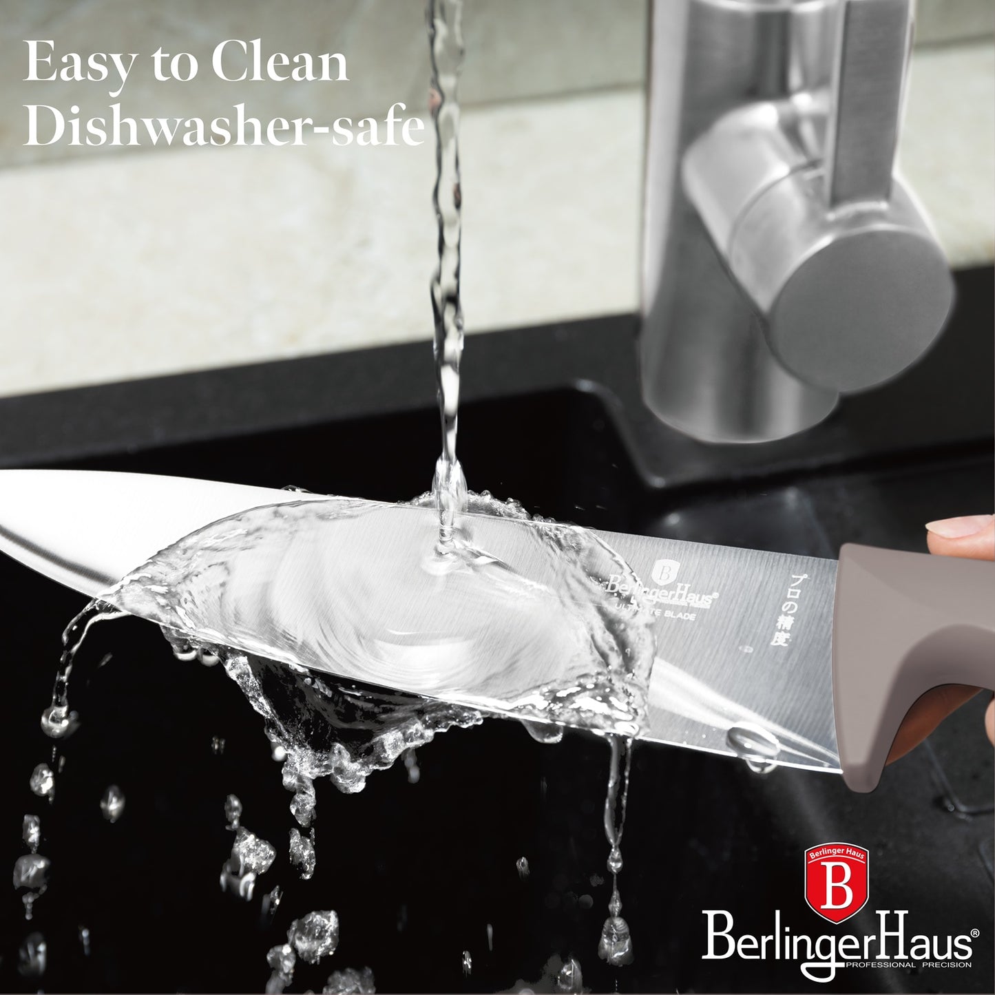 Berlinger Haus 4-Piece Stainless Steel Knife Set - Taupe