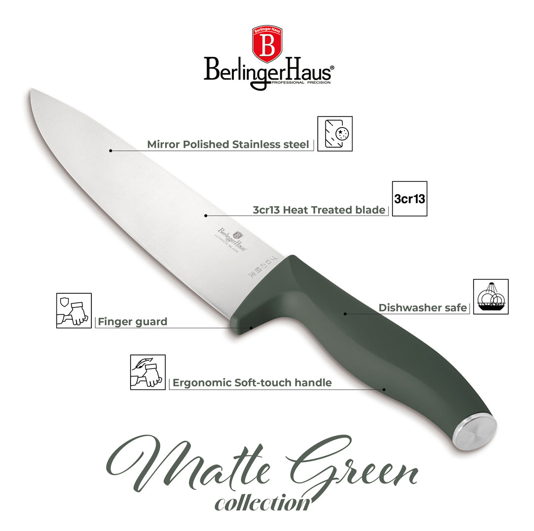 Berlinger Haus 6-Piece Stainless Steel Knife Set – Matt Green