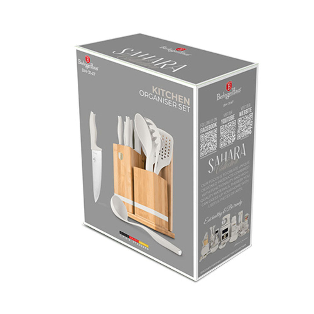 Berlinger Haus 12-Piece Kitchen Organiser Set with Wooden Stand – Taupe