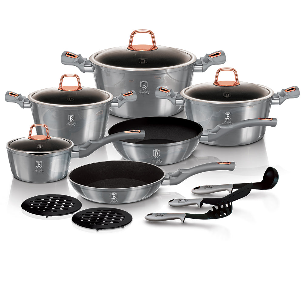 Berlinger Haus 15 Piece Marble Coating Cookware Set - Moonlight