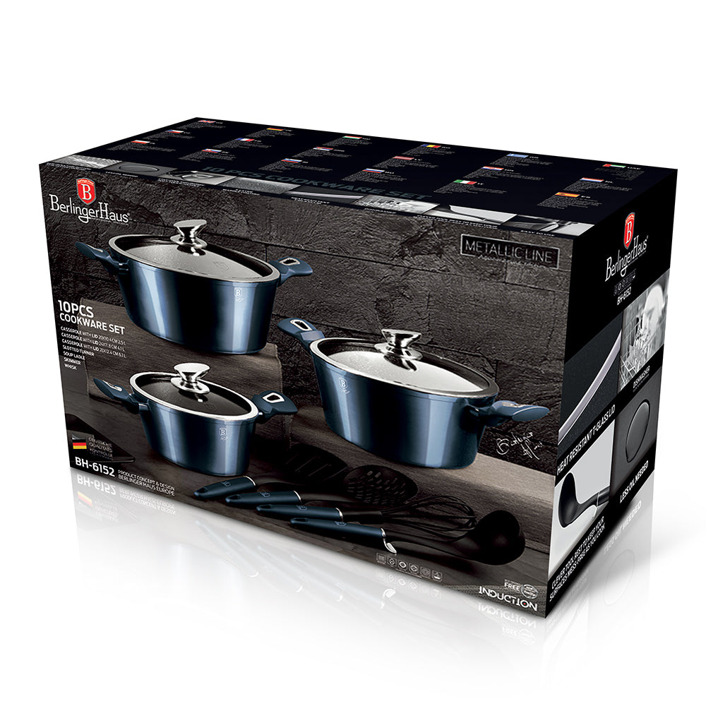 Berlinger Haus 10-Piece Marble Coating Cookware Set - Aquamarine