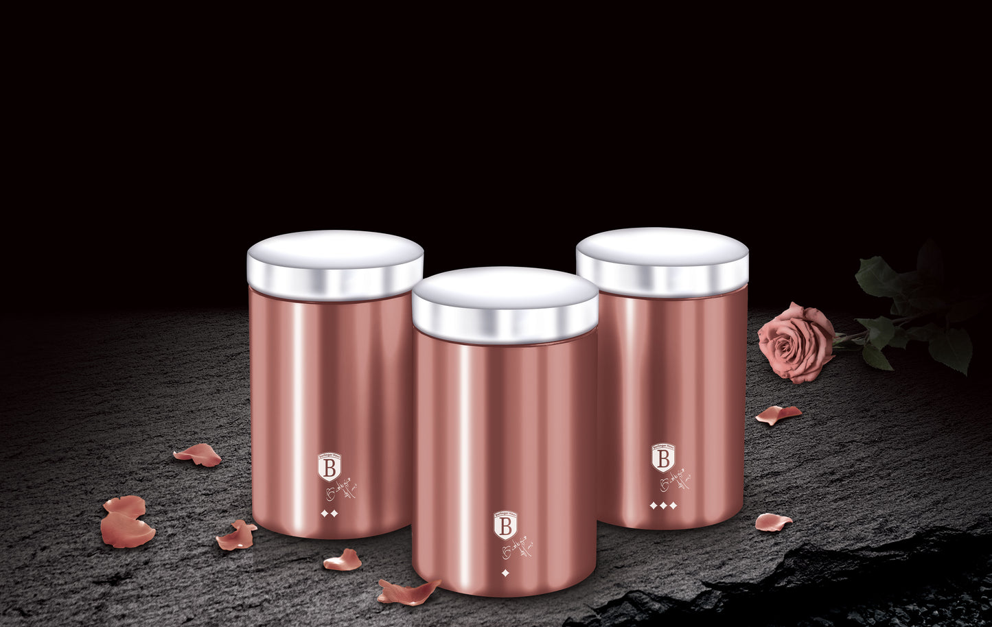 Berlinger Haus 3-Piece Premium Canister Set - i-Rose Edition