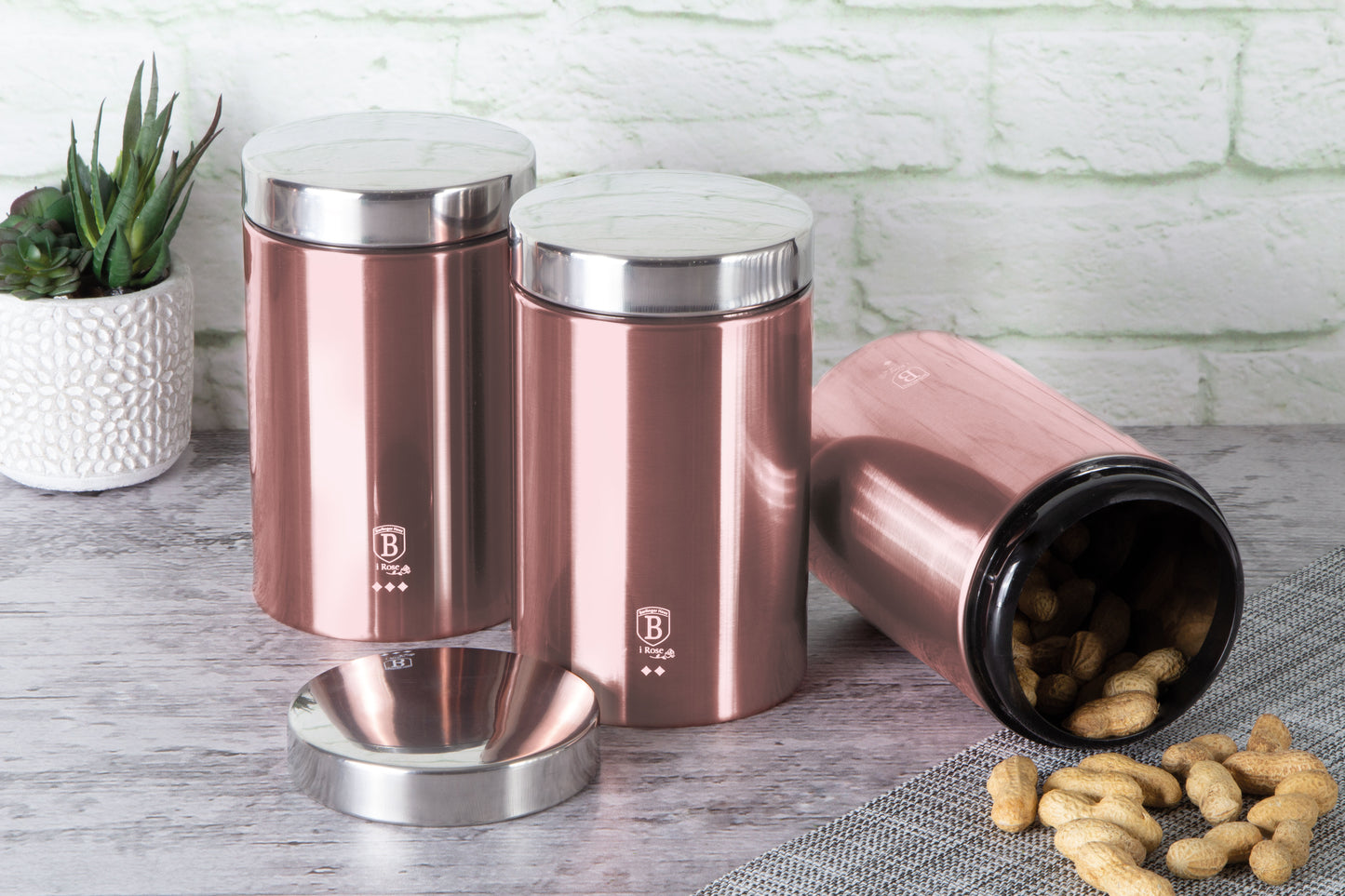 Berlinger Haus 3-Piece Premium Canister Set - i-Rose Edition