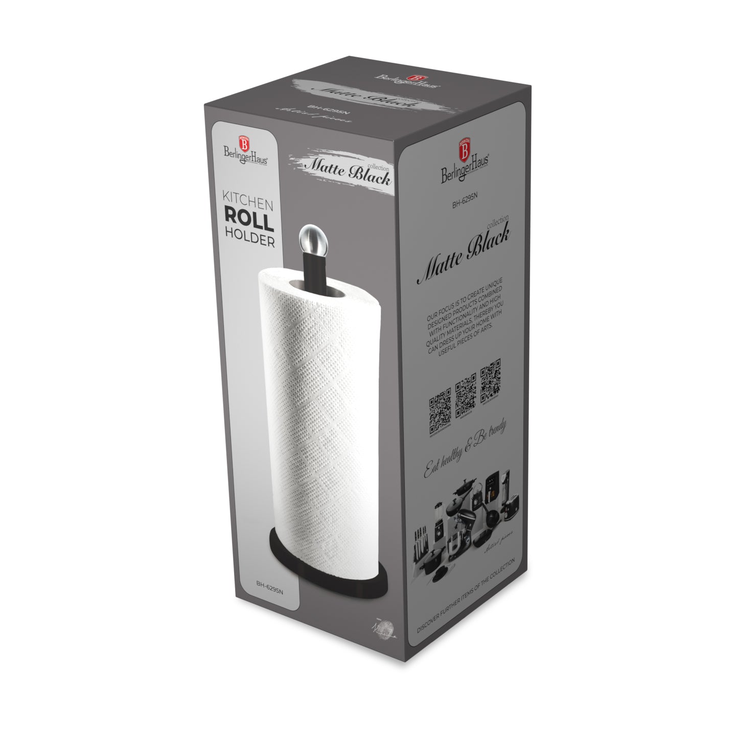 Berlinger Haus Kitchen Roll Holder – Black & Silver