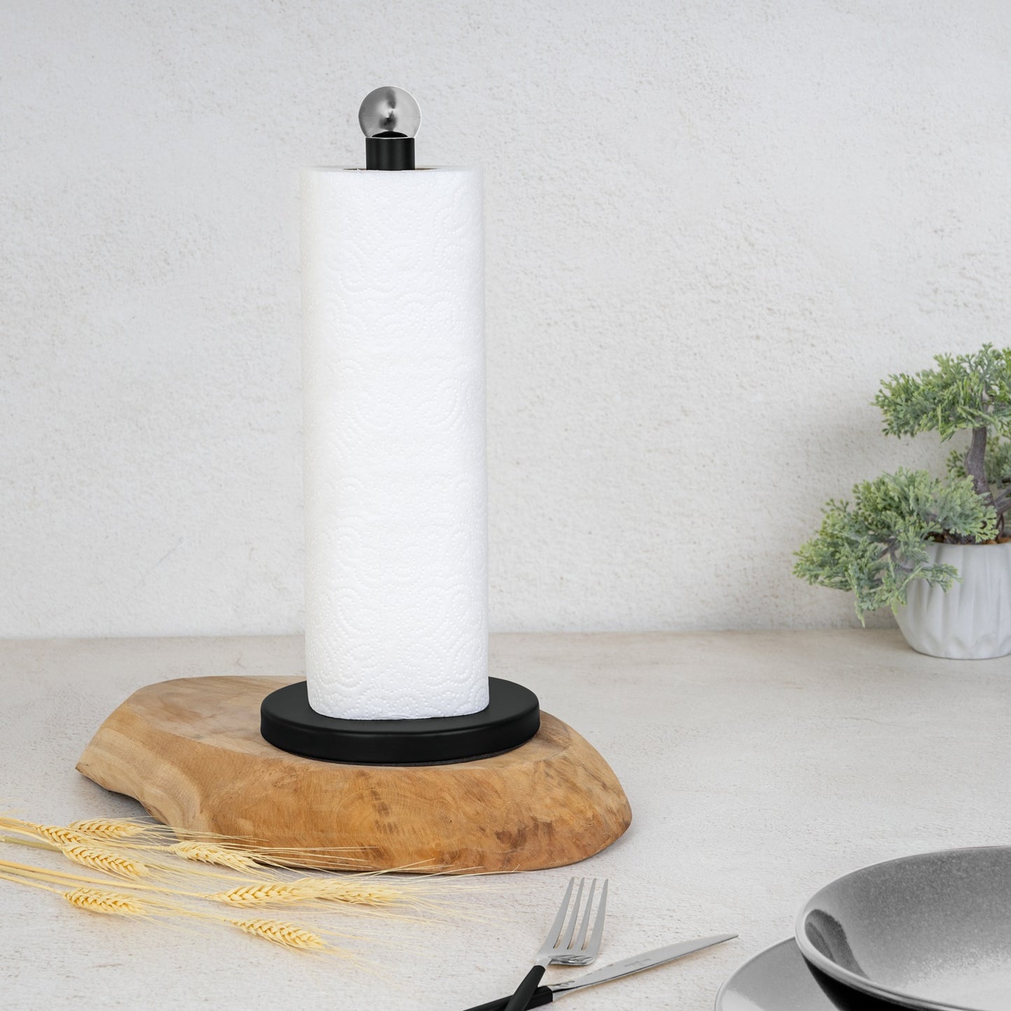 Berlinger Haus Kitchen Roll Holder – Black & Silver
