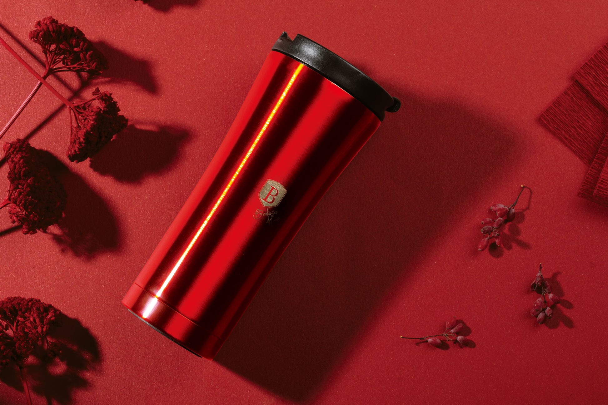 Berlinger Haus 500ml Thick Walled Travel Coffee Mug - Metallic Burgundy Edition