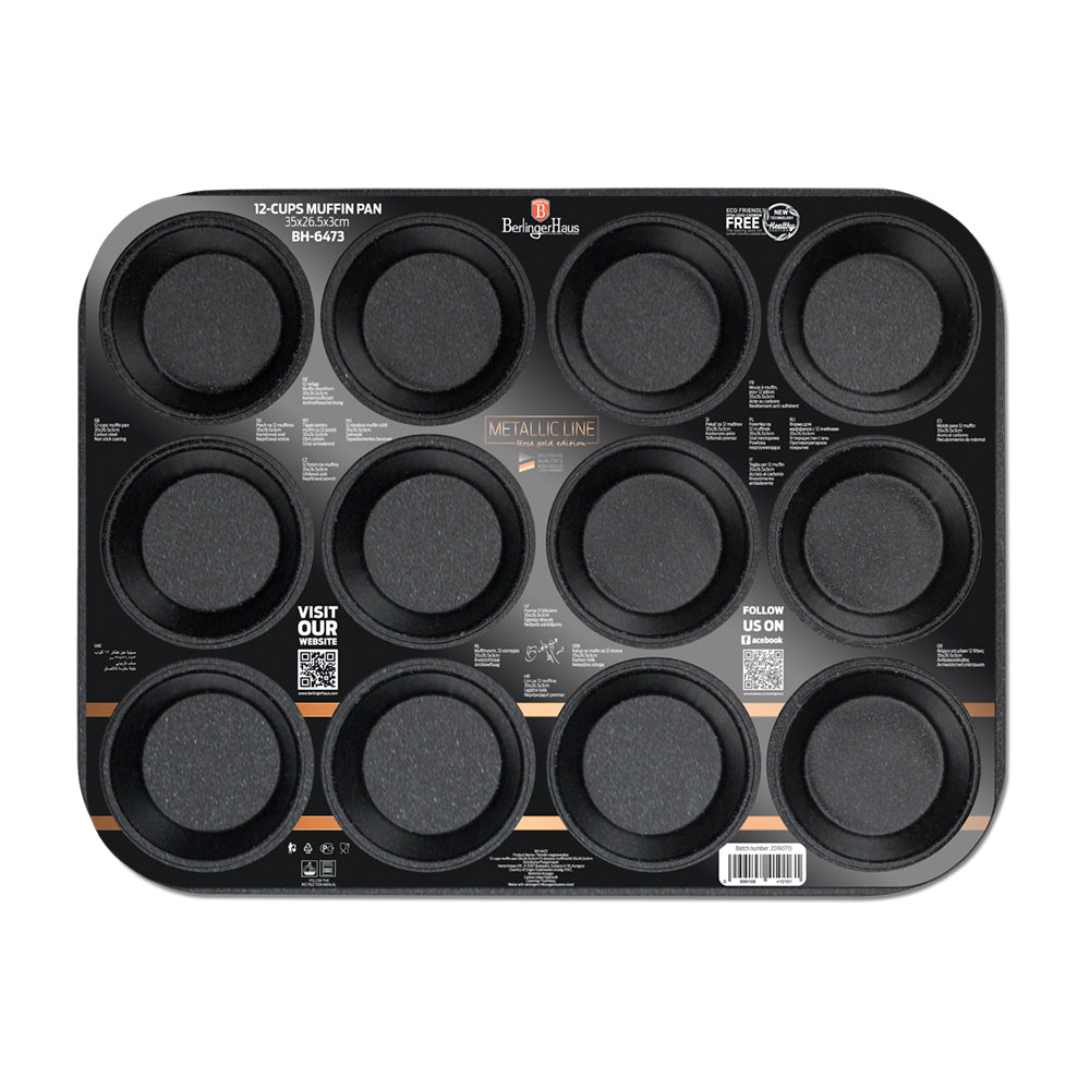 Berlinger Haus 12-Cup Titanium Coating Muffin Pan - Rose Gold Edition