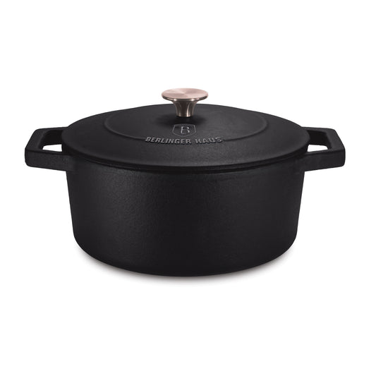 Berlinger Haus 20cm Enamel Coating Oven Safe Casserole with Lid - Black