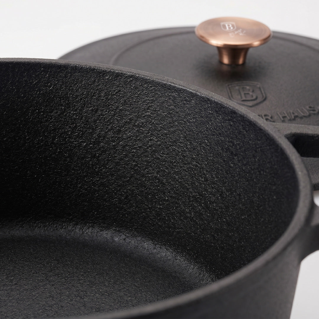Berlinger Haus 30cm Enamel Coating Cast Iron Oval Casserole - Black Rose Line