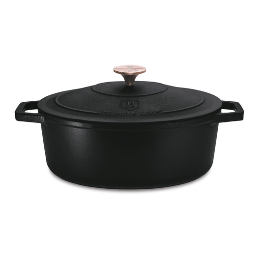 Berlinger Haus 32cm Oval Roaster Casserole - Cast Iron - Black Rose