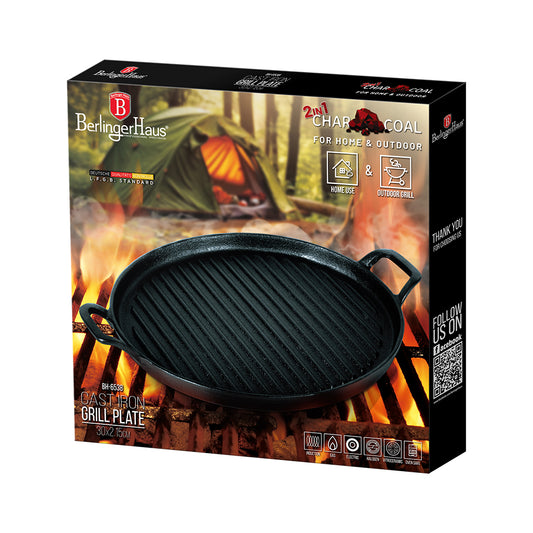 Berlinger Haus 30cm Enamel Cast Iron Round Grill Plate - Black Vantage