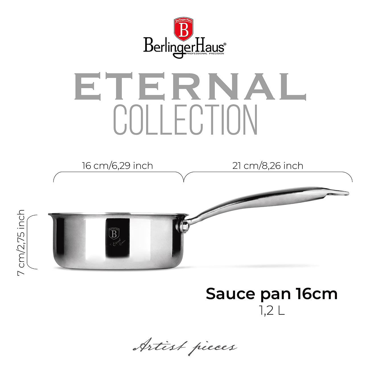 Berlinger Haus 16cm 18/10 Stainless Steel Sauce Pan - Eternal Collection