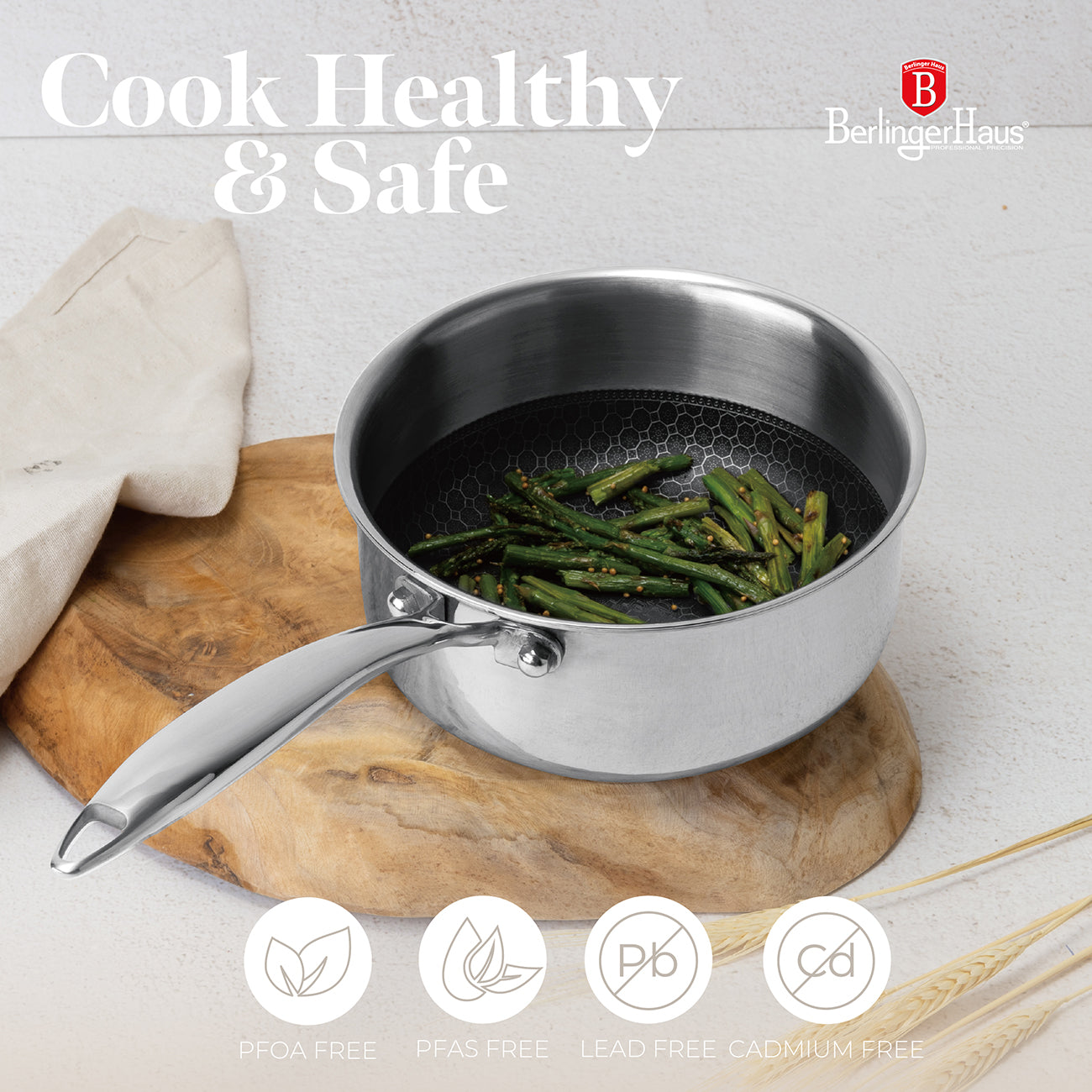 Berlinger Haus 18cm 18/10 Stainless Steel Sauce Pan - Eternal Collection