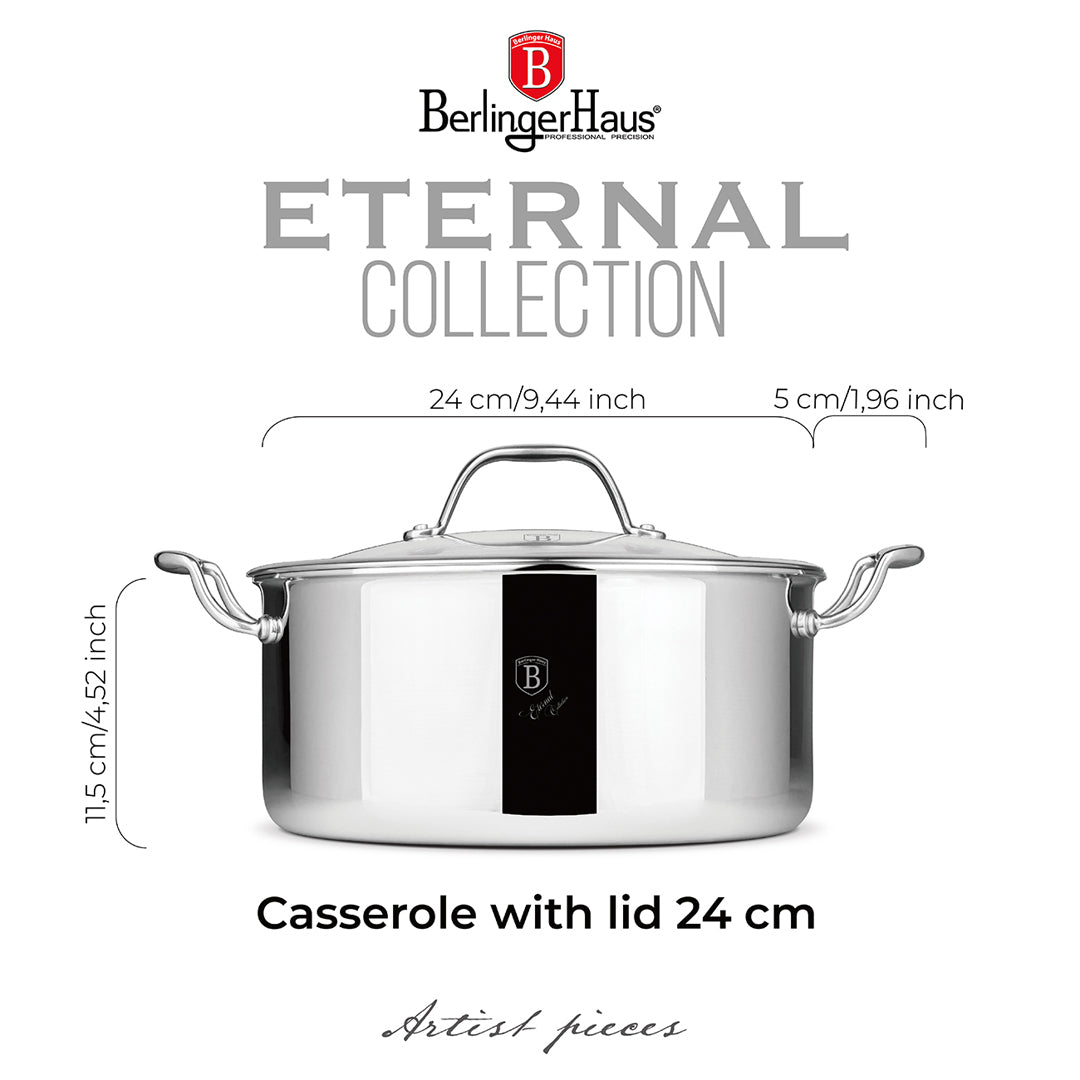 Berlinger Haus 24cm 18/10 Stainless Steel Casserole - Eternal Collection
