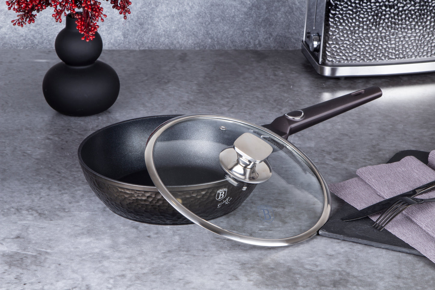 Berlinger Haus 24 cm Titan Coating Deep Fry Pan with Lid - Primal Gloss