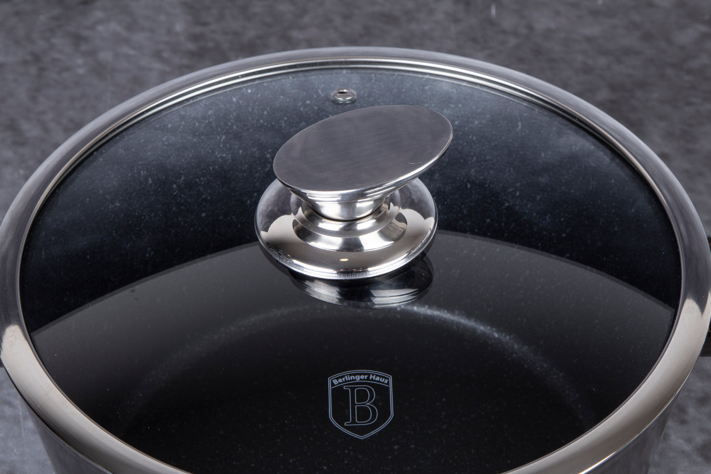 Berlinger Haus 13-Piece Marble Coating Smart Lid Cookware Set - Shiny Black