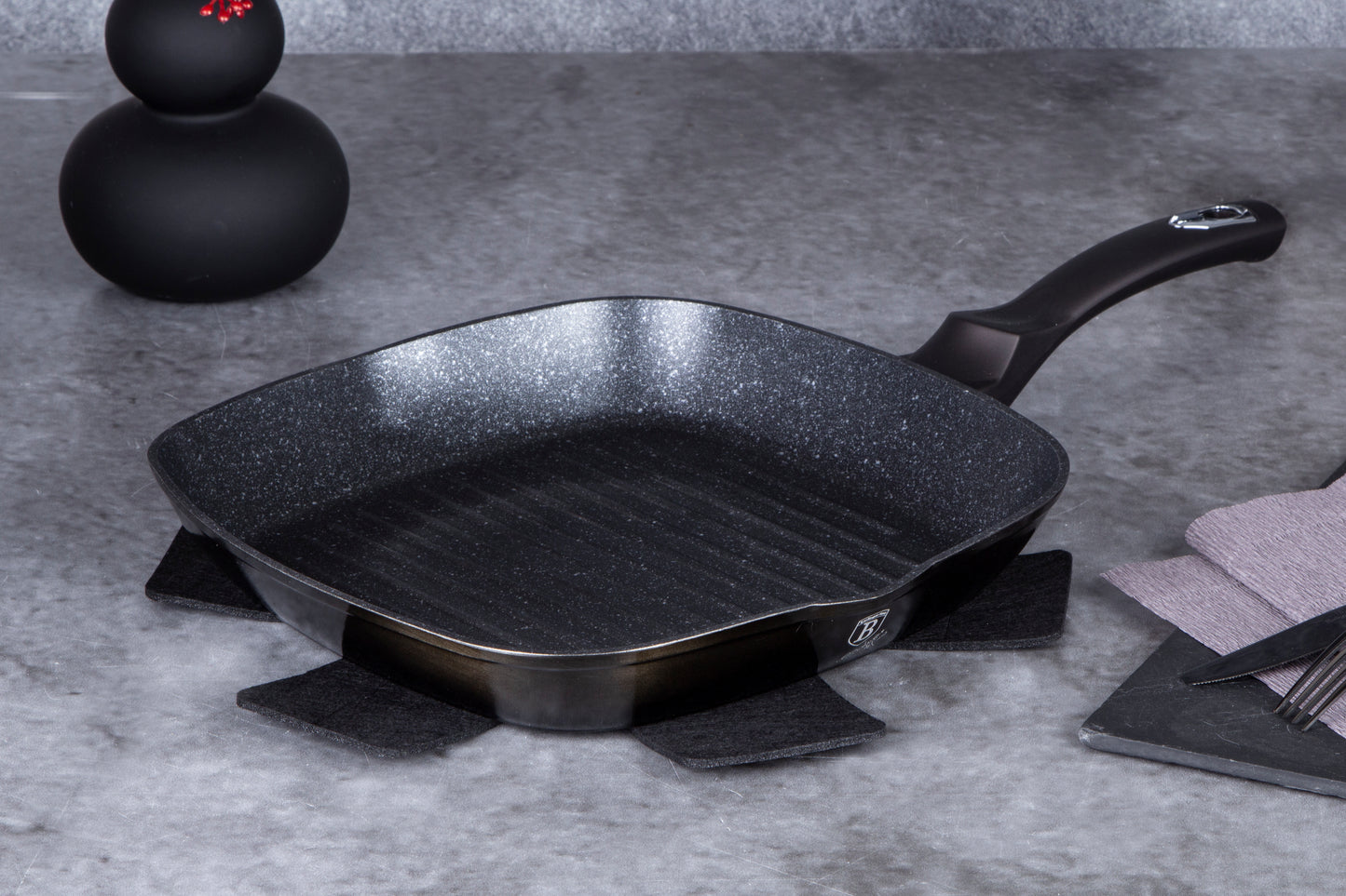 Berlinger Haus 28 cm Marble Coating Grill Pan - Shine Black Edition