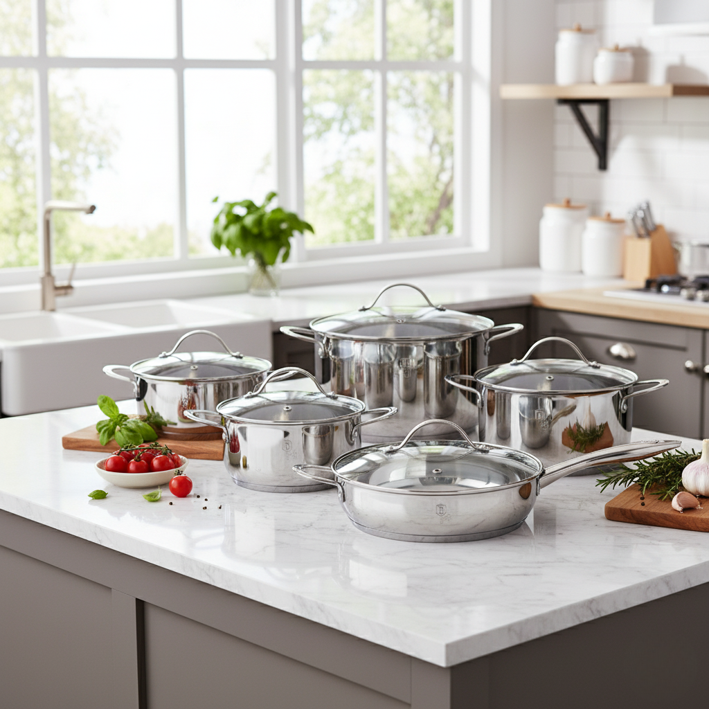 Berlinger Haus 10-Piece Stainless Steel Cookware Set – Silver Jeweller