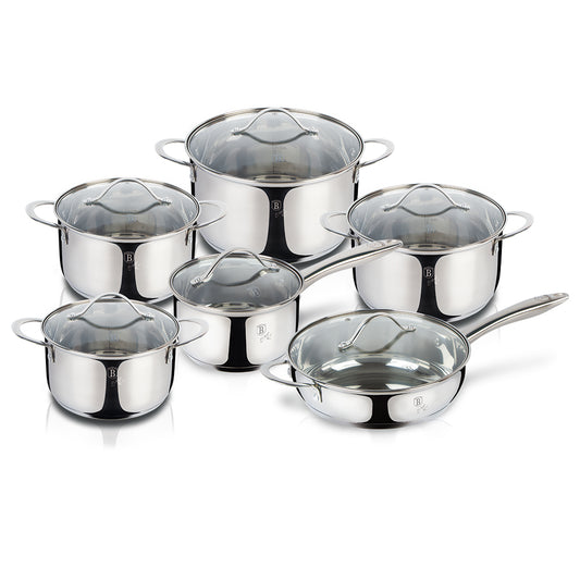 Berlinger Haus 12-Piece Stainless Steel Cookware set, Silver Jewellery Collection