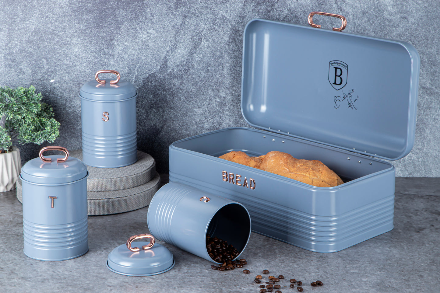 Berlinger Haus 4-Piece Canister set with Bread box - Moonlight