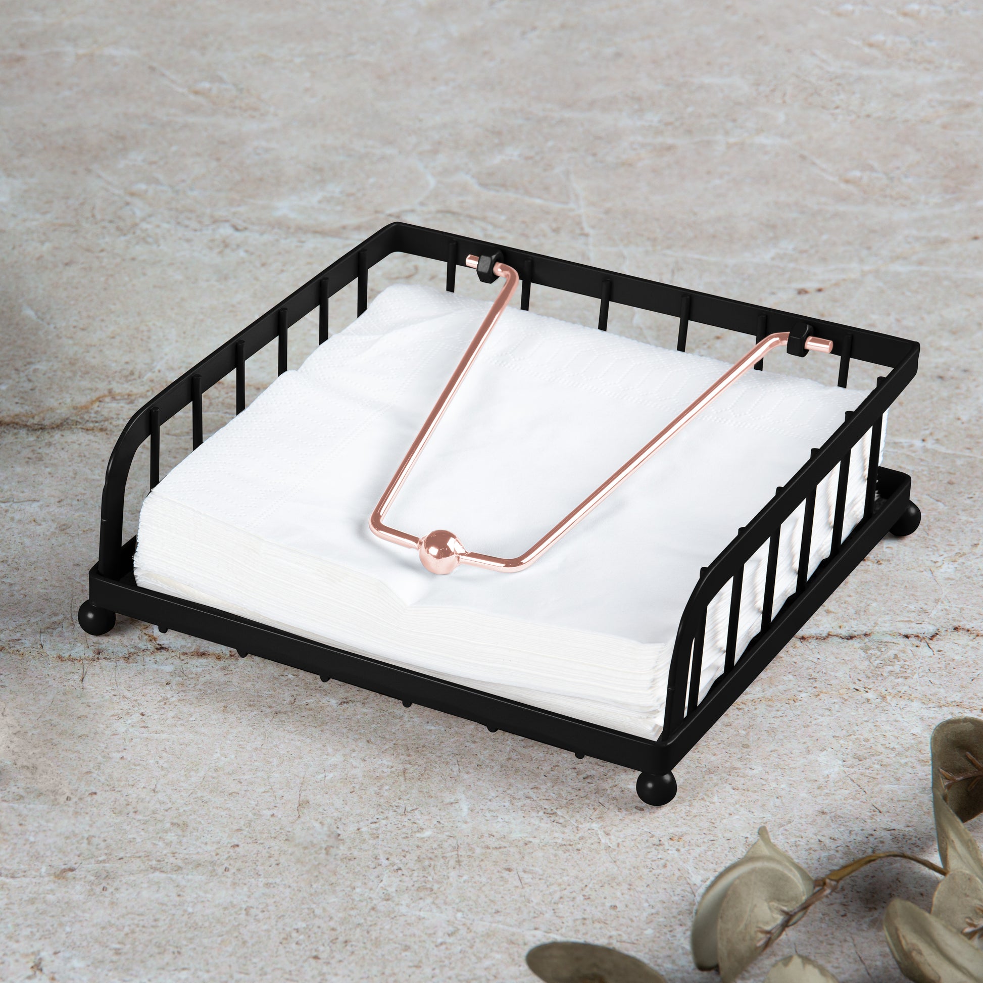 Berlinger Haus Premium Iron Napkin Holder - Black Rose Line