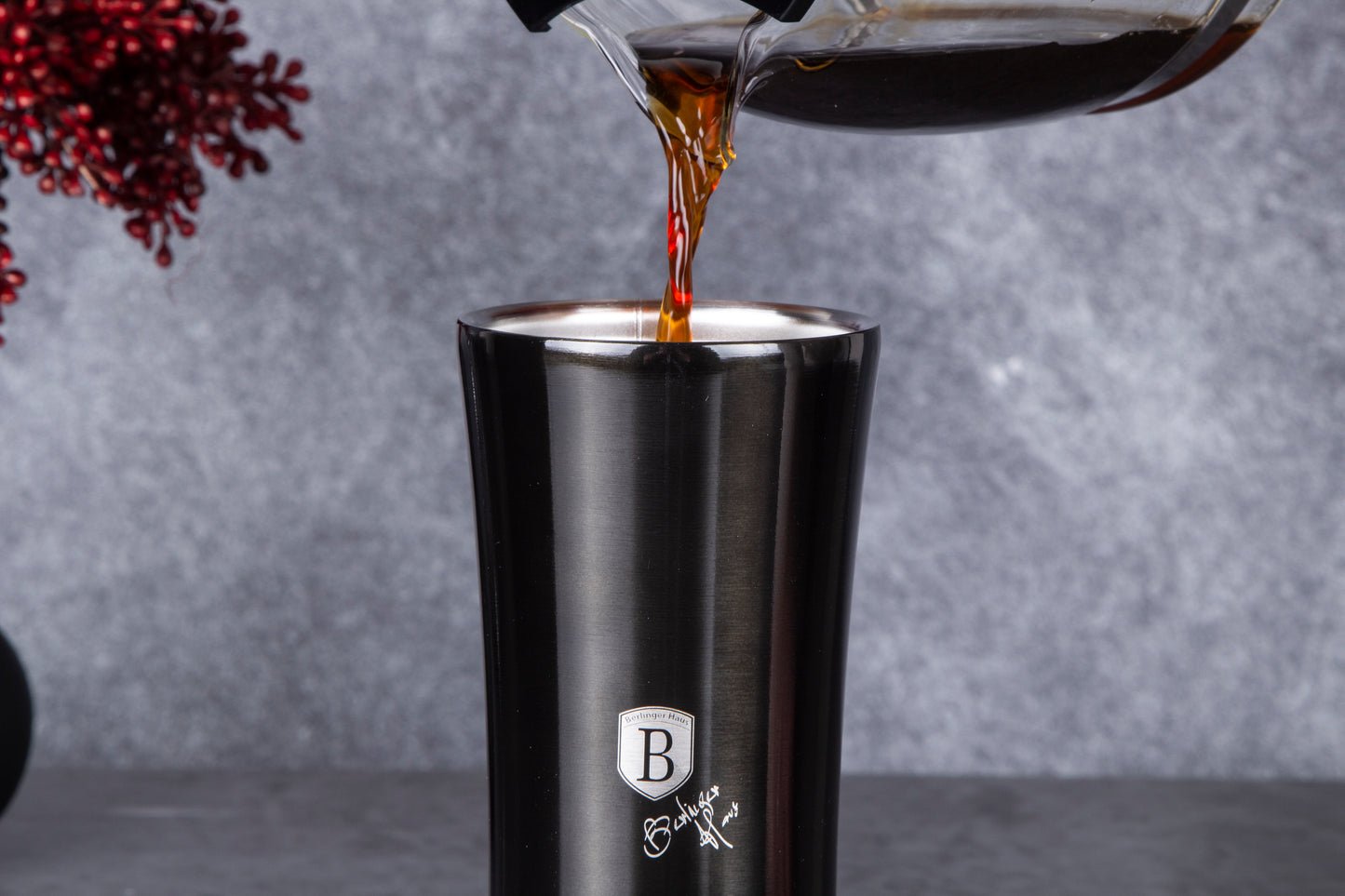 Berlinger Haus 500ml Thick Walled Travel Coffee Mug - Shiny Black