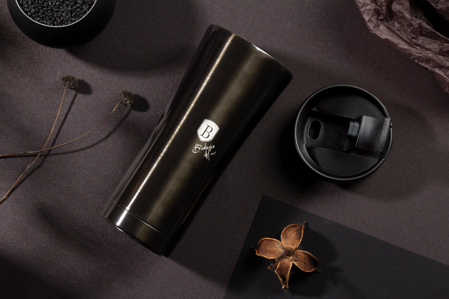 Berlinger Haus 500ml Thick Walled Travel Coffee Mug - Shiny Black