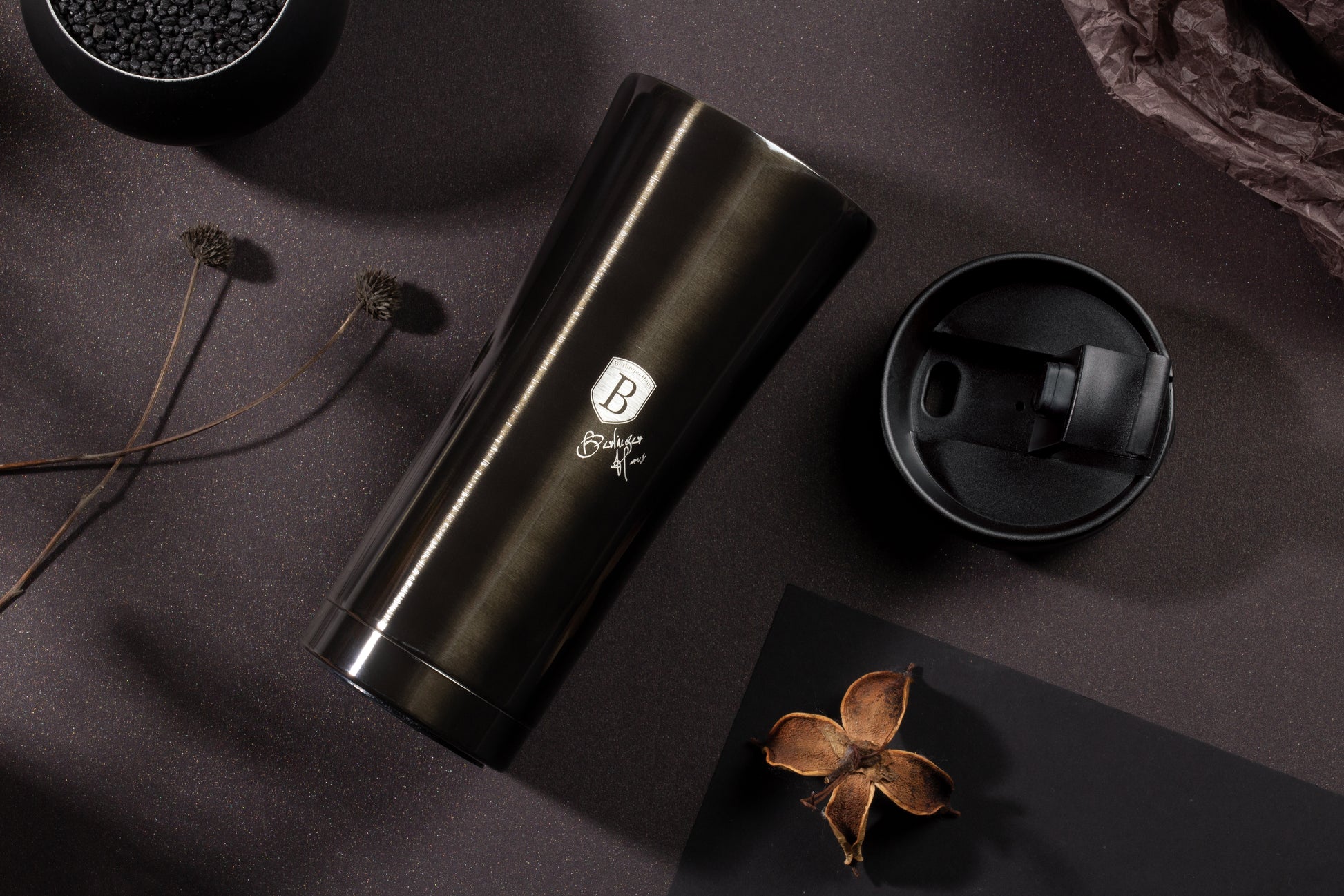 Berlinger Haus 500ml Thick Walled Travel Coffee Mug - Shiny Black