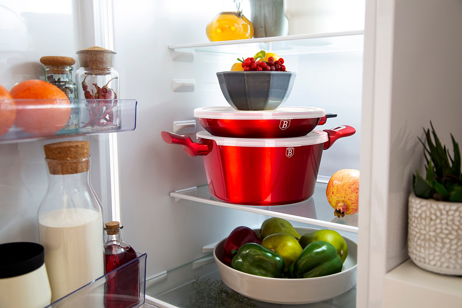 Berlinger Haus 22-Piece Marble Coating Smart Lid Cookware Set - Burgundy Metallic