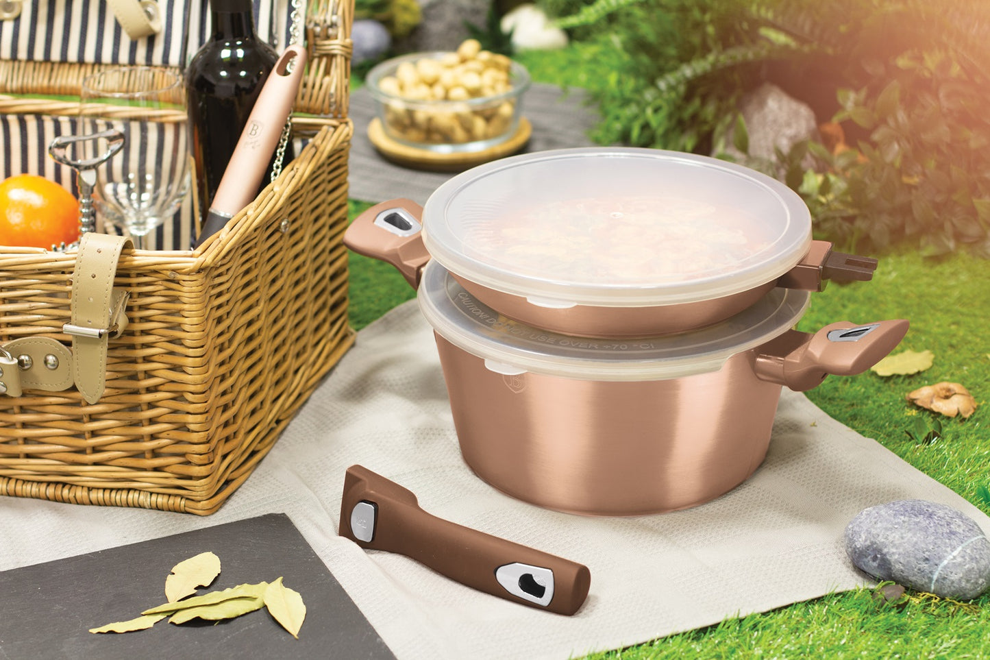 Berlinger Haus 13-Piece Marble Coating Smart Lid Cookware Set - Rose Gold Metallic Line