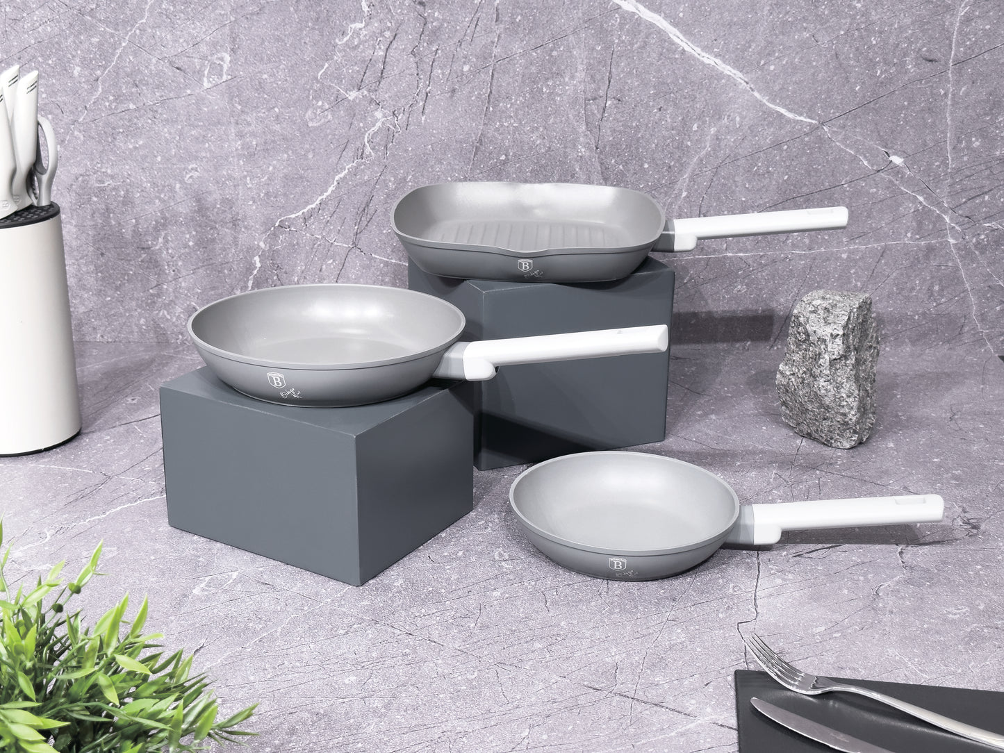 Berlinger Haus 3-Piece Marble Coating Fry & Grill Pan Set Aspen Collection