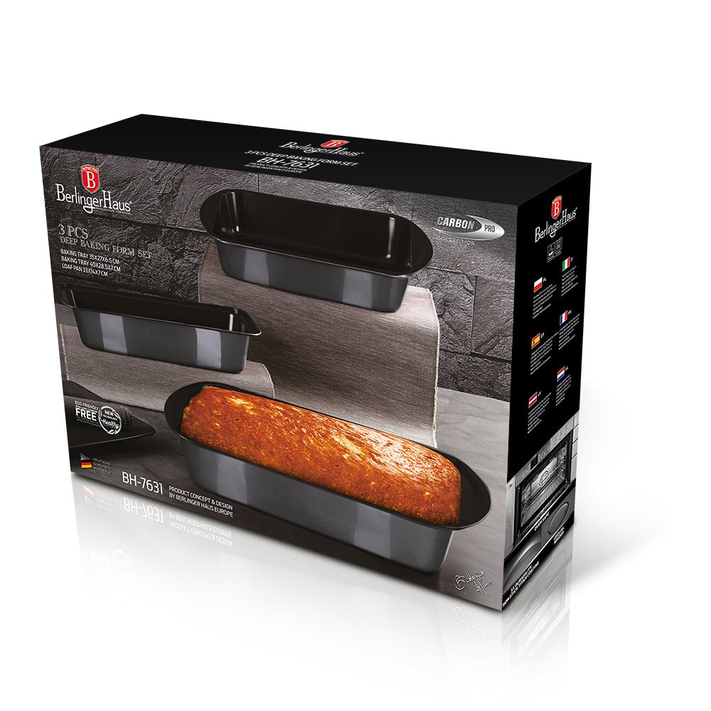 Berlinger Haus 3-Piece Titan Coating Non-Stick Baking Form Set - Carbon Pro