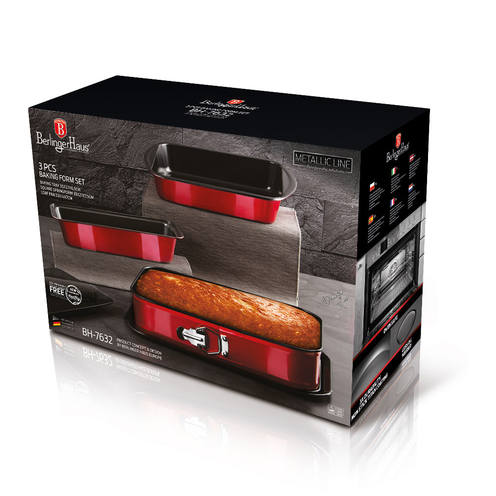 Berlinger Haus 3-Piece Titan Coating Non-stick Baking Form Set - Burgundy Metallic