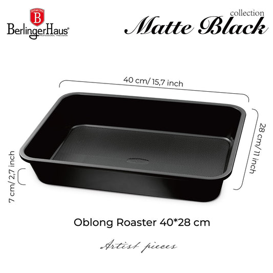 Berlinger Haus 40cm Titan Pro Non-Stick Oblong Roaster - Matt Black