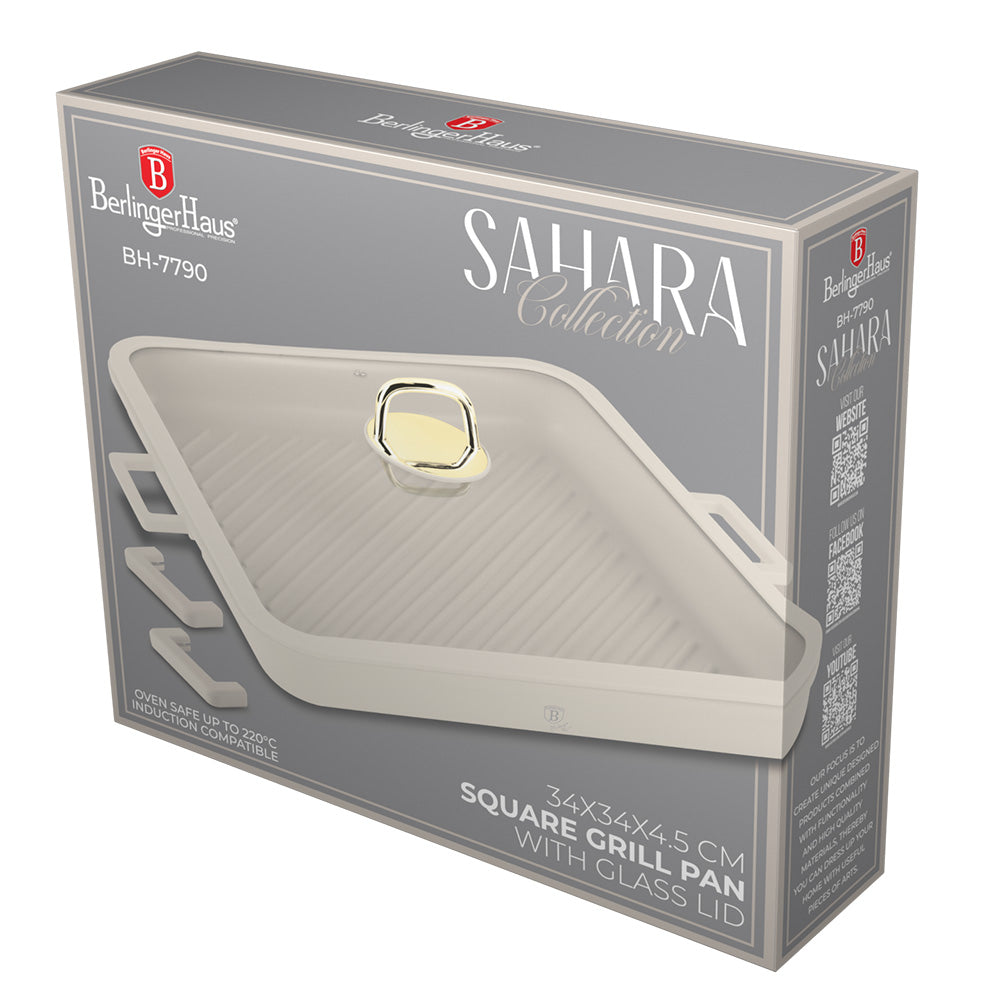 Berlinger Haus 34cm Titan Pro Non-Stick Coating Oven Safe Square Grill Pan – Sahara