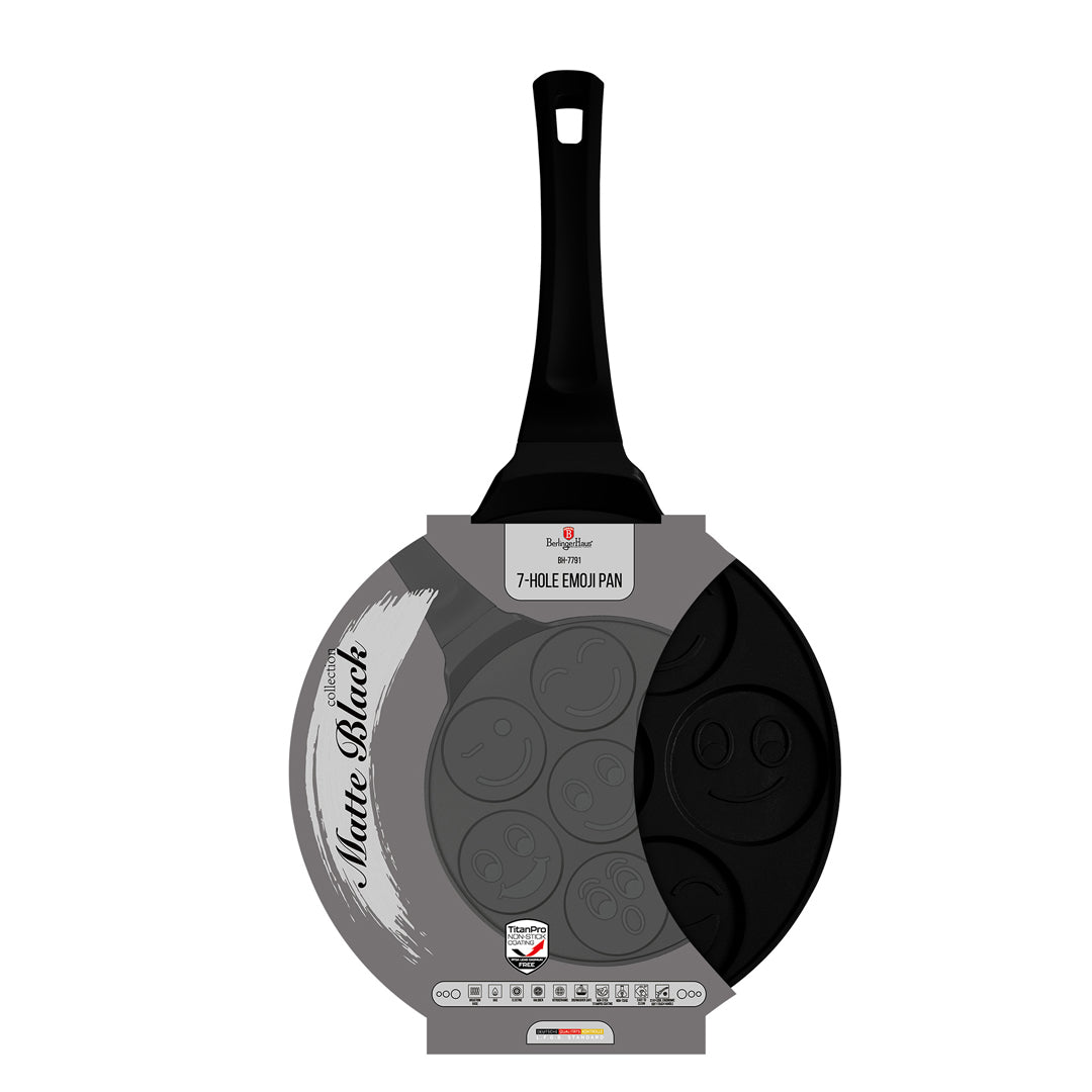 Berlinger Haus 26cm 7 hole Emoji Pancake Pan - Black Rose