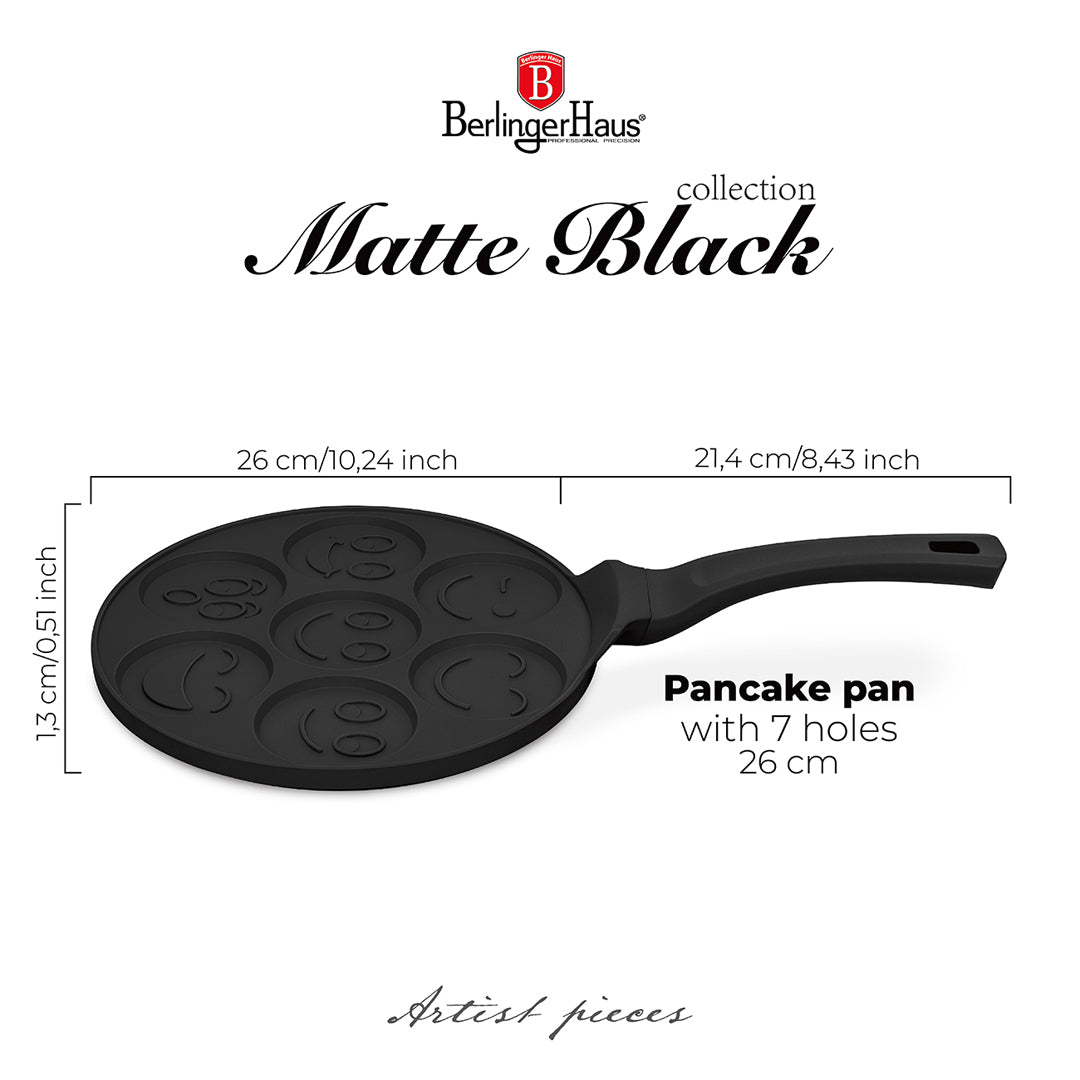 Berlinger Haus 26cm 7 hole Emoji Pancake Pan - Black Rose