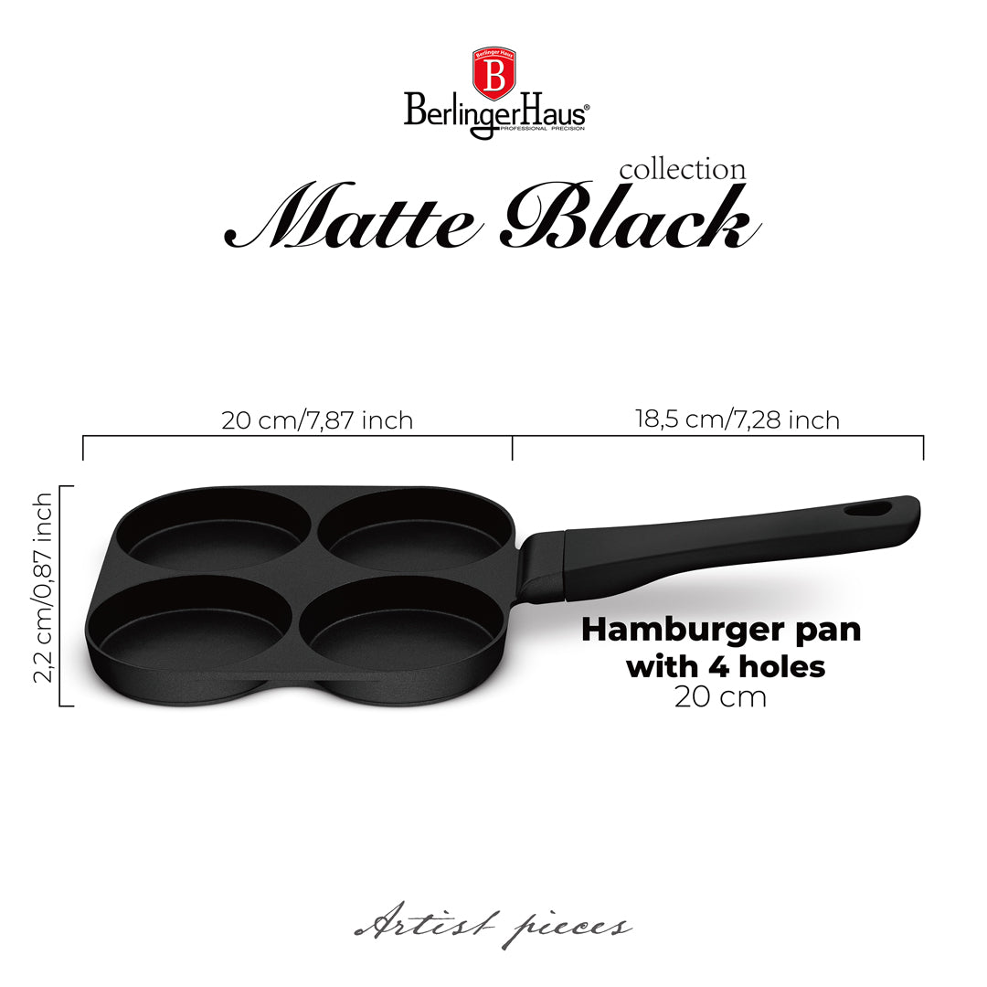 Berlinger Haus 20cm 4 hole Pancake Hamburger Pan - Black Rose