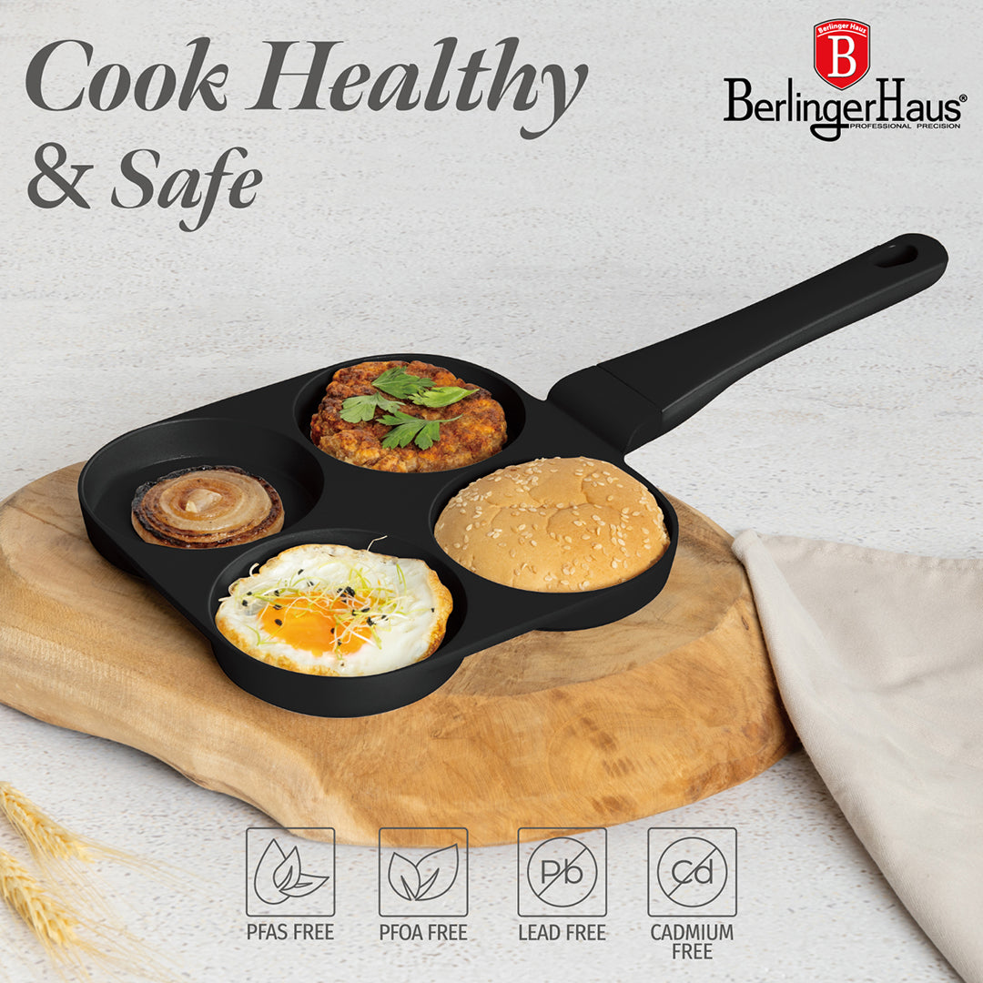 Berlinger Haus 20cm 4 hole Pancake Hamburger Pan - Black Rose