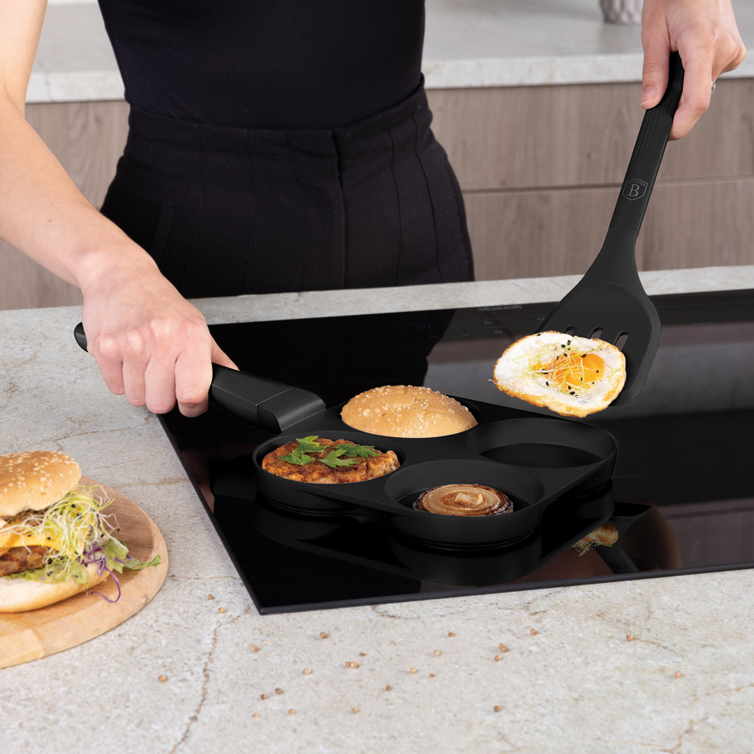 Berlinger Haus 20cm 4 hole Pancake Hamburger Pan - Black Rose