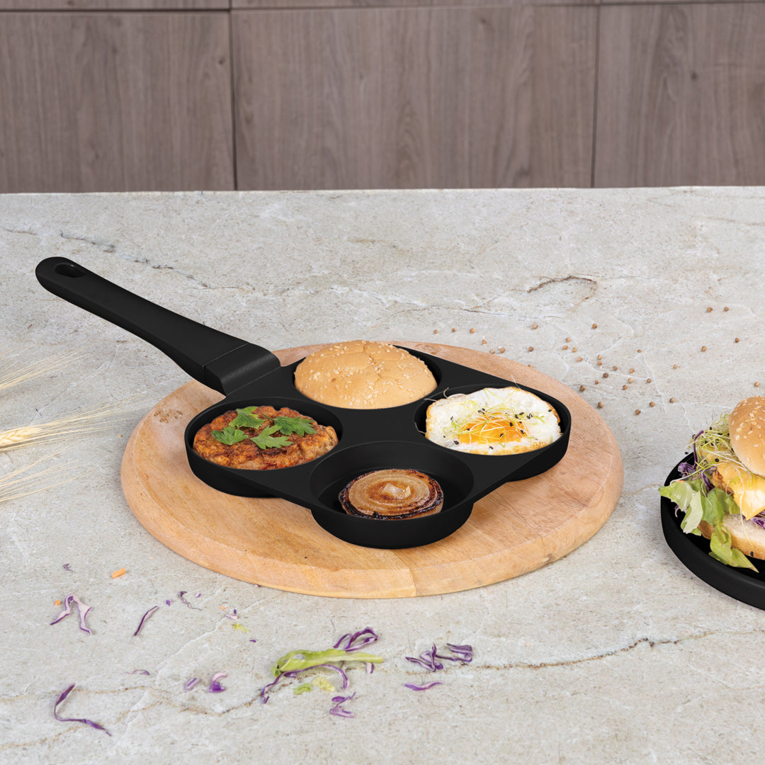 Berlinger Haus 20cm 4 hole Pancake Hamburger Pan - Black Rose