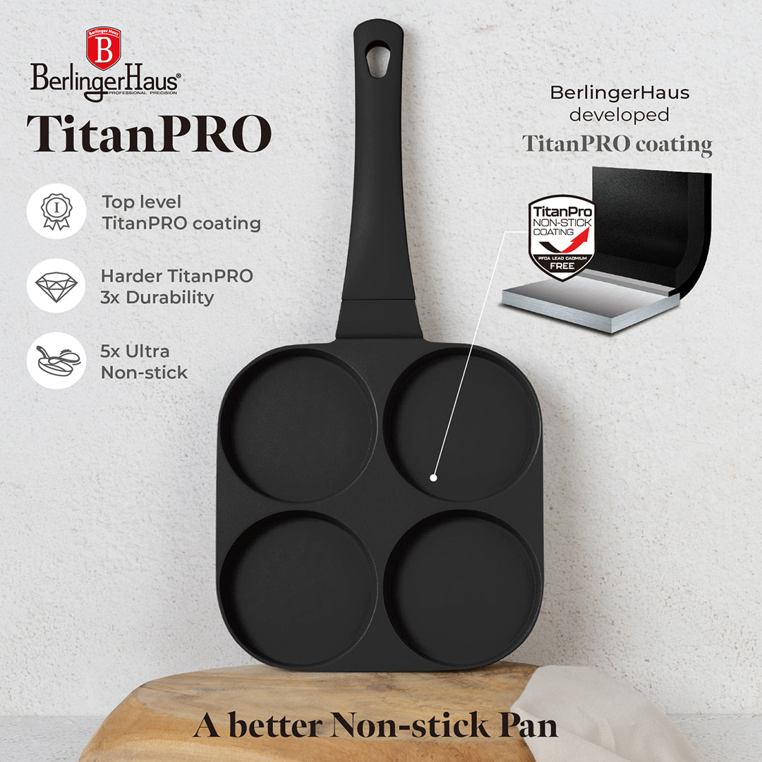 Berlinger Haus 20cm 4 hole Pancake Hamburger Pan - Black Rose